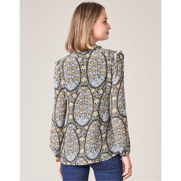 Spartina Aisley Blouse Jones Hundred Paisley Size M Green $148.00 - Picture 4 of 6